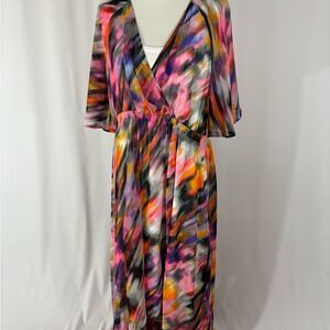 Torrid Maxi Watercolor V Neck Maxi Dress